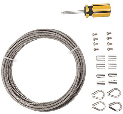 FELTECHELECTR 1satz Stahlseil Mit Schlaufenhülse Und Seilklemmen Für Außenbereich Für Gartenzaun Balkon Und Deckinstallationen Einfach Zu Montieren Und Langlebig