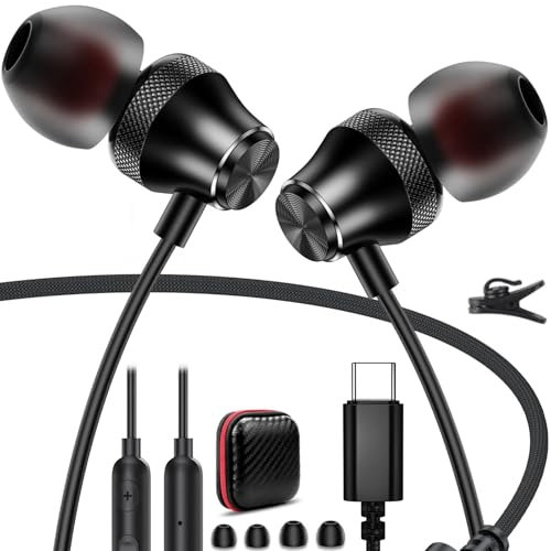 USB C Headphones Type C Earbuds for iPhone 17 Pro Max 16e 16 15 In-Ear Noise Canceling Volume Control Mic Android Wired Earphone for iPad 10 Samsung Z Flip 7 6 S25 A16 A17 S24 S23 A36 Pixel 10 9 9a 8a