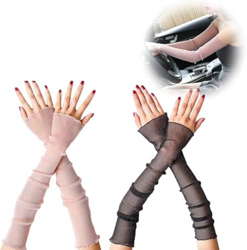 2 Pares Mangas del Brazo, Brazo Largo Enfriamiento Brazo Mangas,Mangas Anti-UV de Enfriamiento, para Deportes Al Aire Libre,Ciclismo,Pesca,Golf