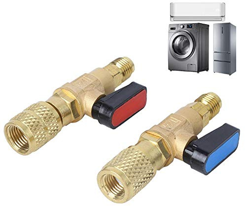 VIFERR Kugelhahn Adapter R22 R410A 2 Stück Kältemittel Abgewinkelt Kompaktkugelhahn 1/4“ SAE für Klimaanlagen Füllschläuche HVAC Kältemittelventil