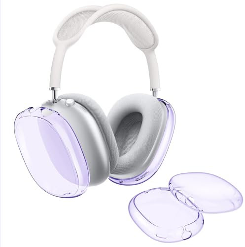 DiyGody Funda Transparente Protectora Compatible con Apple AirPods MAX, Auriculares Accesorio de Protección para Almohadillas, Cubierta en Silicona Ultrafina Antigraffio Anti-Polvere Antipolvo, Lila