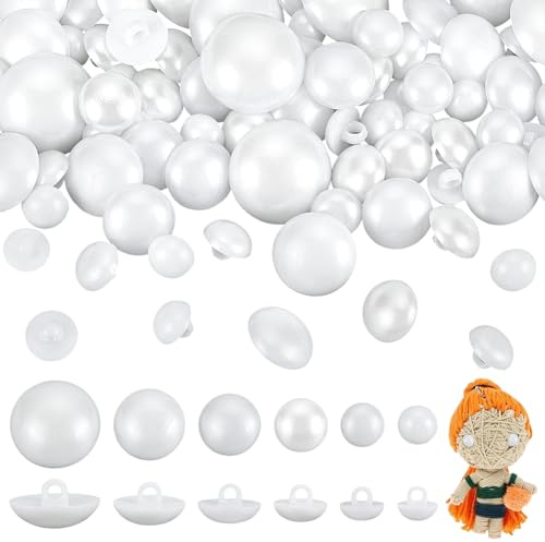 PH PandaHall 200pcs 6 Größen Sicherheitsaugen Buttons Weiß Stofftiere Häkelaugen Pilz Craft Auge Nähen Crafting Auge Knöpfe für Plüschtiere Amigurumi Basteln Teddybär