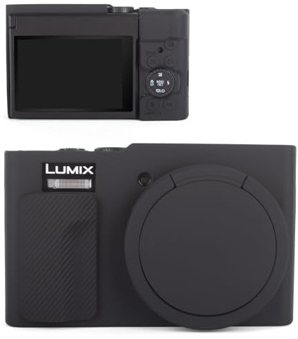 MUZIRI KINOKOO Silicone Case Compatible for Panasonic Lumix DC-TZ99 Digital Camera - Soft Rubber DC-TZ99 Protective Cover with Removable Lens Cover - Anti-Slip & Anti-Scratch -Black