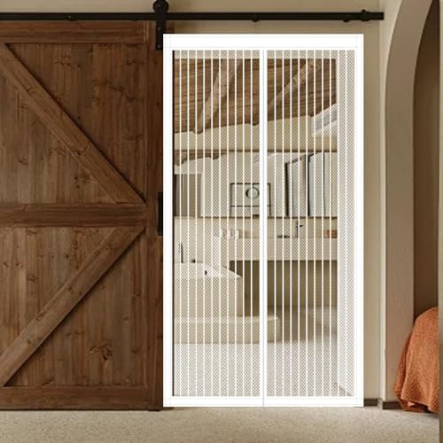 Fliegengitter Magnet Balkontür 82 x 191 cm Automatisch Verschließen Insektenschutz Vorhang Ohne Bohren für Balkontür/Zimmertür Und Terrassentür, Weiß