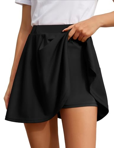 DRESSTELLS Rock mit Hose Damen Karneval Skater Rock mit Shorts Integriert A-Linie Hohe Taille Minirock Fasching Informell Faltenrock