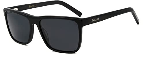 SunCristal Polarisierte Sonnenbrille für Männer Unisex großer Rahmen UV400 Schutz Quadratische Sonnenbrille (Schwarz XL, grau)