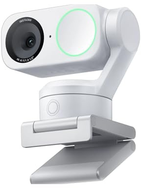 Insta360 Link 2 PTZ Dual Axis Gimbal AI-Powered 4K Webcam mit 1/2 Zoll Sensor für erhöhte Details, Pro Audio, Gestensteuerung, HDR, AI-Tracking, Deskview und Streamer-Modus - Artic White