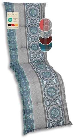 GO-DE Textil Bequeme und attraktive Polsterauflagen für Relaxliegen (Einzelset, Ornamentstreifen blau, Relaxauflage)
