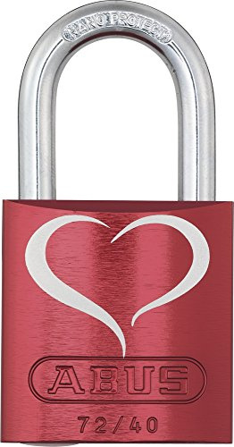 ABUS Aluminium-Vorhangschloss 72/40 LoveLock 2 mit Motiv Herz, rot, 09737