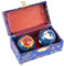 lachineuse - Coffret Boules Qi Gong Lune Soleil - Boules Chinoises Anti Stress en Émail ⌀ 40 mm - Boules de Santé - Coffret Cadeau Relaxation Zen - Objet Asiatique Japon Chine Feng Shui - Coloris Bleu