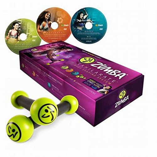 Zumba Fitness Exhilarate Body Shaping System DVD Set + Toning Sticks