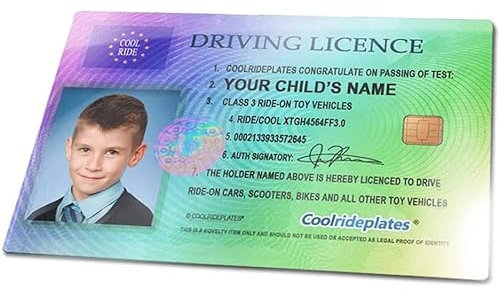 Kid's Novelty Ride on Car Photo Driving Licence - Children's Photo Driving Licence Accessory for Ride On Cars