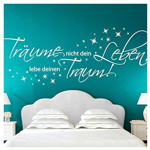 Wandora Wandtattoo Zitat Träume nicht dein Leben I flieder (BxH) 120 x 46 cm I Wohnzimmer Schlafzimmer Sticker Aufkleber Wandaufkleber Wandsticker G026