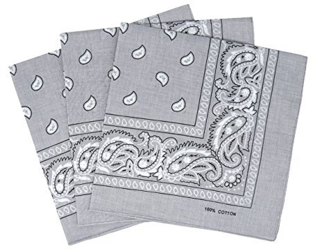 Set 3 bandanas paisley damen und herren hellgrau