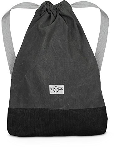 Rucksack Gym Bag Sack Turnbeutel Baumwolle Canvas Tasche Sport Frauen Männer Kinder, Farbe:Grau