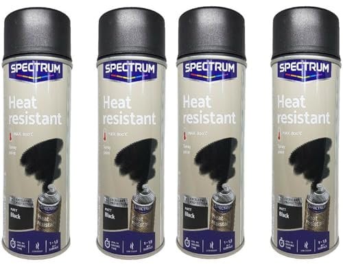 Lot 4 Vaporisateur Peinture Spray Haute Température Noir Mat Aérosol 800° C Auto Moto Poêle à Bois