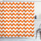 ABAKUHAUS Herbst Duschvorhang, Urlaub Seasonal Farbe, Stoffliches Gewebe Badezimmerdekorationsset mit Haken, 175 x 180 cm, Orange Weiss