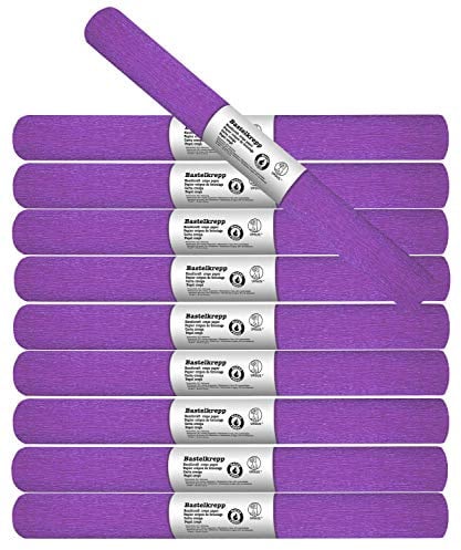 Wasserfestes Bastelkrepp, 32 g/qm, mit einer Dehnung von 55 %, 50 cm x 2,5 m gerollt, 10 Rollen, lila