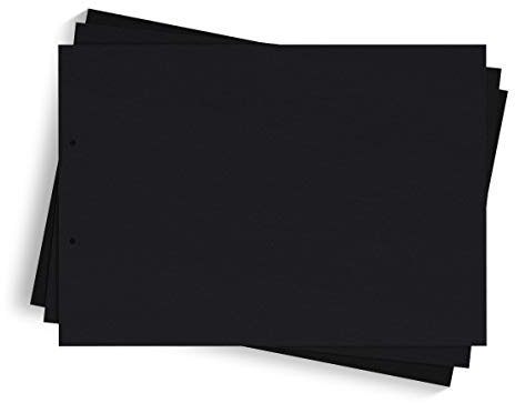 50 x Extra Blätter Fotokarton 300g/qm gelocht DIN A4 quer 297 x 210 mm - Schwarz