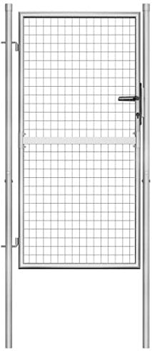 vidaXL Puerta de Jardín Acero Galvanizado Plateado 105x200cm Cercado Entrada Práctica Bricolaje Bisagras Resistentes Diseño Clásico Estable Duradera