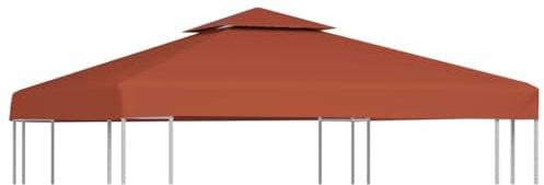 vidaXL Toile Supérieure Double de Belvédère Toit de Chapiteau Gazebo Jardin Terrasse Extérieur Protection Contre Le Soleil 310 g/m² 3x3 m Terre Cuite
