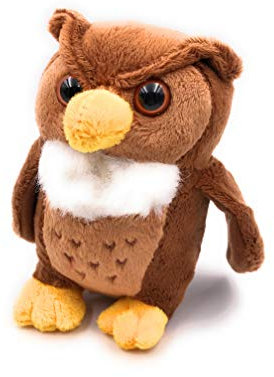 Onwomania Plüschtier Kuscheltier Stoff Tier Eule braun große Augen 14 cm