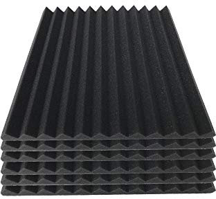 Wankd Akustische Pyramidenschaumstoff-Schalldämmplatten, 6Pcs Schalldämpfender Schwamm Schallabsorber Schalldämpfer Schaum Schallisolierung Noppenschaum Flamme hohe Dichte 30X30X2.5cm (Schwarz)