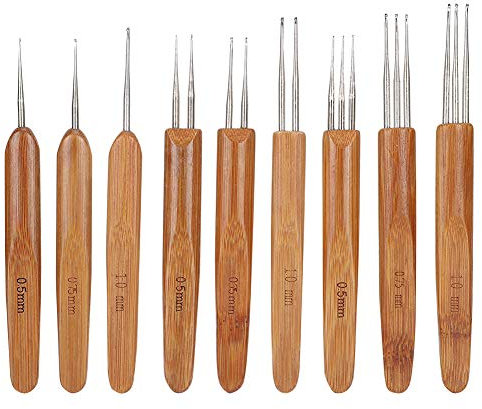 9Pcs Dreadlock Häkelnadel Soft Touch Stahl Dreadlocks Häkelnadel Ergonomische Häkelnadeln für Braid Crafts Latches Braiding Crafts
