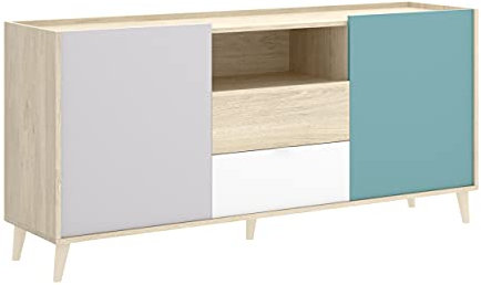 DEKIT Nova Sideboard, Melamin, Natur/Smaragd