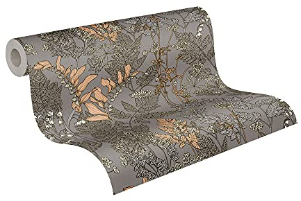 A.S. Création Architects Paper Blumentapete Floral Impression Tapete natürlich PVC-freie Vliestapete grau beige gelb creme matt glatt 377519 37751-9, 10.05 m x 0.53 m