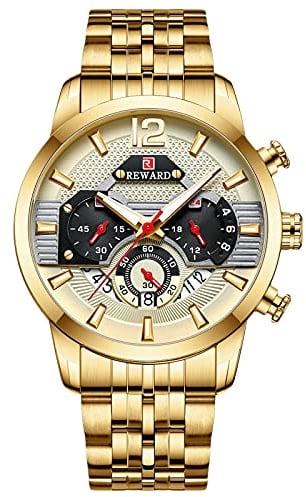 rorios Herren Uhr Wasserdicht Analog Quarz Armbanduhr Edelstahl Armband Leuchtende Chronograph Herrenuhr Mode Sport Uhr für Herren Männer