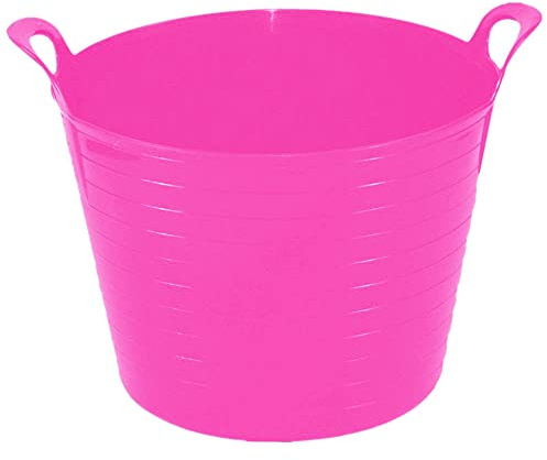M1SS 40L Litre Large Robust Versatile Multi-Purpose Flexible Storage Container Bucket, Tub Trugs, Horse Feeder, Garden Tub, Flexi Tub (Pink)