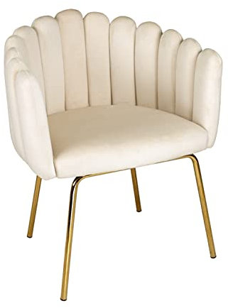 SAMIRA Poltrona conchiglia in velluto poltroncina vintage mod. Perla (1, Beige)