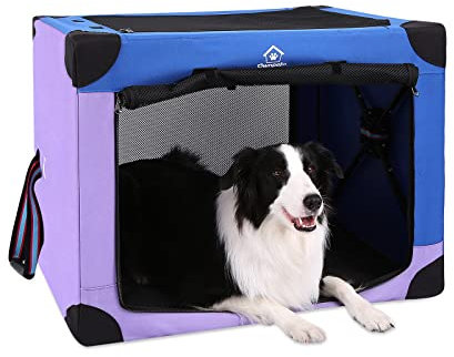 Ownpets Soft Dog Crate Collapsible Travel Dog Portable Crate 3-Door Dog Kennel for Indoor and Outdoor Large (81x58x58cm)