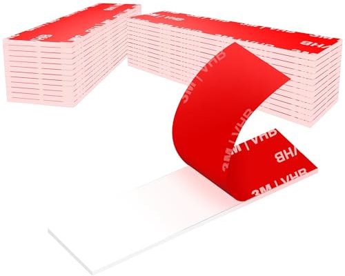 Rusoz 20Pcs Double Sided Tape Number Plate Sticky Pads 2.5cm x 10cm Clear Waterproof Extra Strong No Nail Mounting Tape Heavy Duty Double Sided Carpet Tape For Car, Home, Office Decor