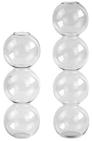 KWQBHW Jarrón hidropónico de cristal gris, 2 unidades, moderno, florero de 4 bolas, centro de mesa, jarrón de cristal, para el hogar, fiesta, oficina, decoración de mesa