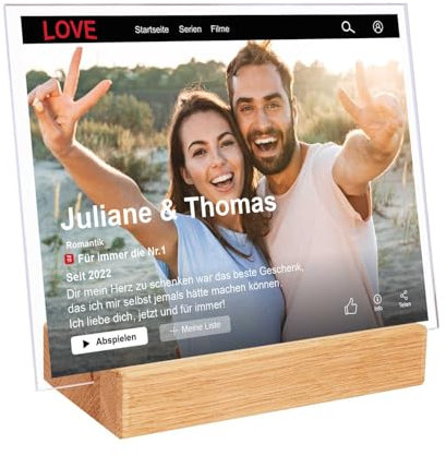 GRAVURZEILE Film Cover Vetro Foto Vetro Acrilico - Regalo Personalizzato con Immagine & Nome in Netflix Movie Design - Regali fotografici per Lui e Lei - Colore: Orizzontale Dimensioni: 20 x 30 cm