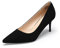 GENSHUO Damen Stiletto Pumps mit Niedrigem Absatz 6 cm/2,36 Zoll Spitz High Heels Elegant Geschlossene Low Heels für Arbeit Abschlussball Hochzeit Stöckelschuhe, Schwarz Nubukleder 40EU