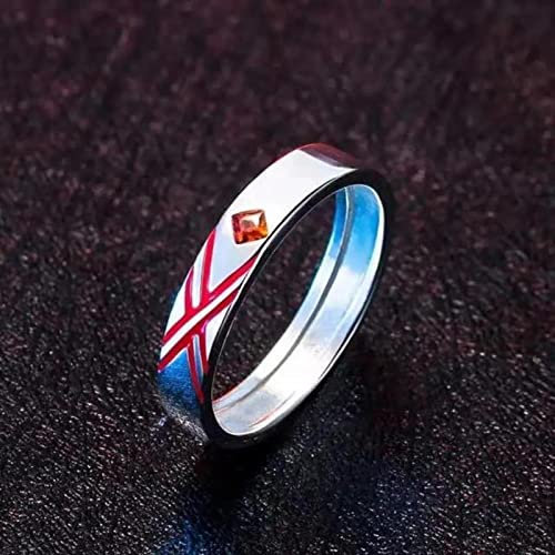 XJruixi Anime Darling In The Franxx Ring HIRO Zero Two Cosplay Adjustable Unisex Couple Lover Rings Jewelry Gift Prop Accessories