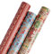 Aimyoo Geschenkpapier für Weihnachten, Rot, Blau, 3 Rollen, Schneemann, Rentier, Zuckerstangen, Weihnachtsmann, Frohe Weihnachten, Buchstaben-Design, Weihnachtsgeschenkpapier, 76,2 cm x 3 m pro Rolle