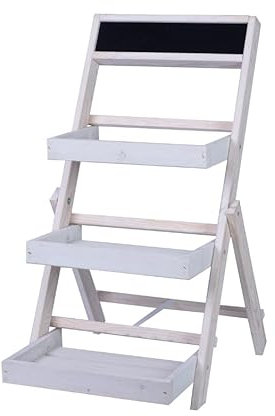 MODO24 Blumentreppe Blumenregal Etagere Pflanzenregal Holztreppen Garten RDEZ 3 Farben (Weiß)