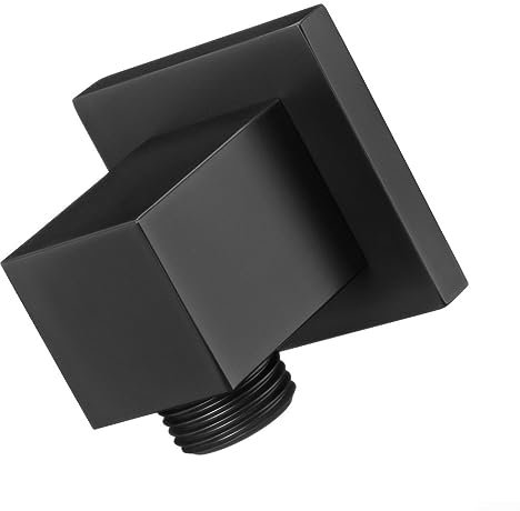 Raccordo a gomito da parete con supporto per doccetta, tubo doccia quadrato in ottone per bagno, presa a muro a gomito moderno connettore nero G1/2