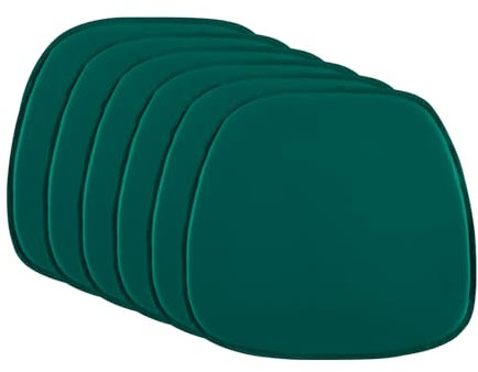 DORAFAIR 6-Pcs Stuhlkissen Leder Eckig Sitzkissen Sitzauflage Gepolstert für Stühle in Haus und Garten, 39 x 38 x 2cm,Dunkelgrün