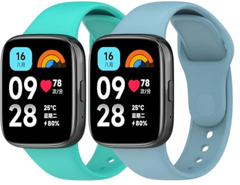 CyuCyu Ersatzarmband Kompatibel mit Xiaomi Redmi Watch 3 Active Armband, [2 Stück] Weiches Silikon Sport Wasserdicht Ersatzbände für Redmi Watch 3 Active