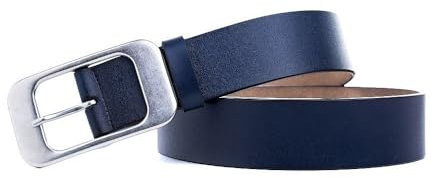 Zakatte • Damen schlichter Gürtel aus Leder F12 (Dunkelblau, 95 cm)