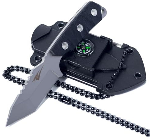 Neck Knife,5 IN 1 Outdoor Messer,Mini Tactical Survival Messer,EDC Messer. (Weiß)