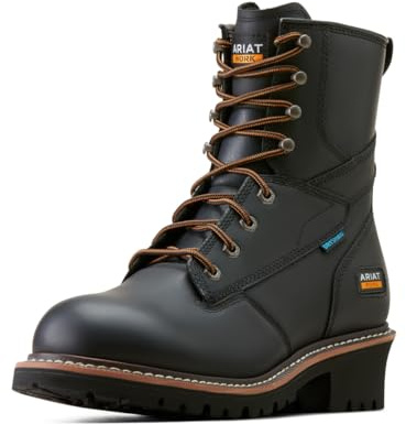 ARIAT Men's Logger Shock Shield Waterproof Work Boot, Black, 9