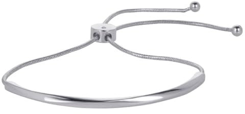 LILIE&WHITE Bracelet Femme Argenté Réglable avec Cordon Coulissant – Bijou Minimaliste Fait Main, Antiallergique, Cadeau Chic Élégant pour Usage Quotidien