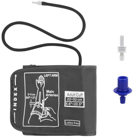 Monitor De Presión Arterial Manguito 22-52cm, Manguito Tensiometro Extra Grande Manguito de Esfigmomanómetro, Manguito Tensiometro de Brazo Grande para Personas Mayores para Uso Doméstico XL Gris
