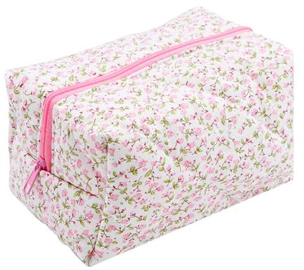 Trousse de Toilette à Motif Floral, Sac à Main Avec Fermeture Éclair, Rangement de Grande Capacité pour Produits de Soins de la Peau et Voyage (Rose)